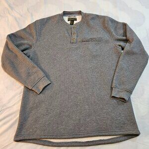 OSCAR SPORTS Pullover Henley Sweatshirt Men’s 2XL Gray Thermal Fleece Heavy Warm